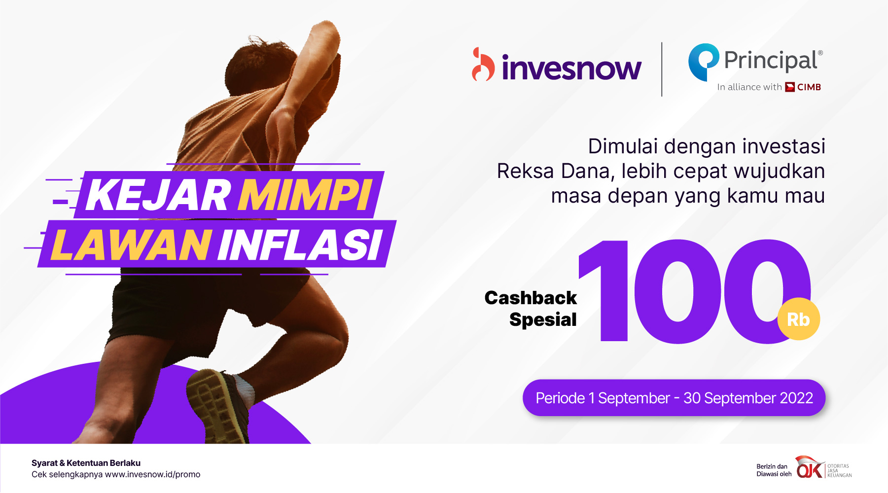 Cashback spesial modal kamu kejar mimpi lawan inflasi senilai Rp100.000 dari Principal Asset Management di Invesnow!